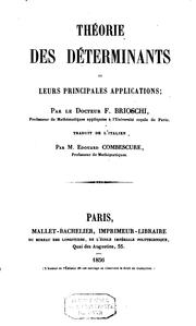 Cover of: Théorie des déterminants et leurs principales applications