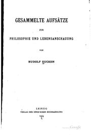 Cover of: Gesammelte aufsätze zur philosophie und lebensanschauung
