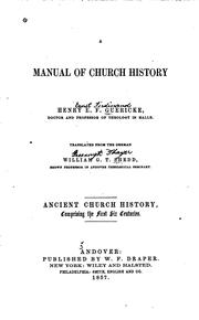 Cover of: A manual of church history by Heinrich Ernst Ferdinand Guericke