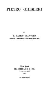Cover of: Pietro Ghisleri by Francis Marion Crawford