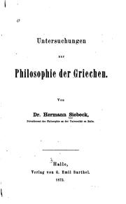 Cover of: Untersuchungen zur Philosophie der Griechen.