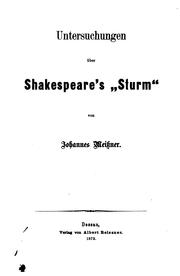 Cover of: Untersuchungen über Shakespeare's "Sturm"