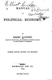 Cover of: Manual of political economy. by Henry Fawcett