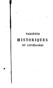 Cover of: Variétés historiques et littéraires by Edouard Fournier