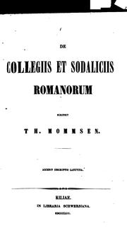 Cover of: De collegiis et sodaliciis Romanorum