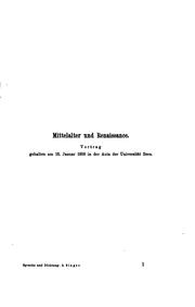 Cover of: Mittelalter und Renaissance: die Wiedergeburt des Epos und die Entstehung des neueren Romans; zwei akademische Vorträge