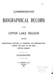 Cover of: Commemorative biographical record of the upper lake region