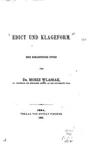 Cover of: Edict und klageform.: Eine romanistische studie