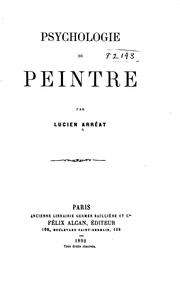 Cover of: Psychologie du peintre by Lucien Arréat