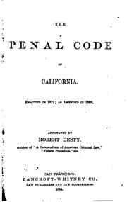 Cover of: The penal code of California by California.