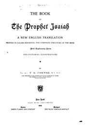 The Book of the Prophet Isaiah: A New English Translation, Printed in Colors Exhibiting the ... by Thomas Kelly Cheyne