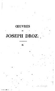 Cover of: Oeuvres de Joseph Droz ...