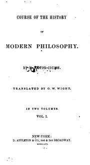 Cover of: Course of the history of modern philosophy. by Cousin, Victor
