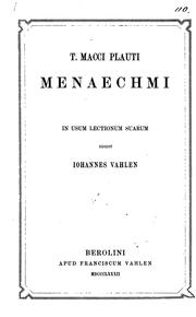 Cover of: T. Macci Plauti Menaechmi by Titus Maccius Plautus