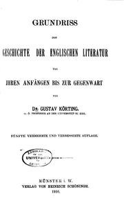 Cover of: Grundriss der Geschichte der englischen Literatur von ihren Anfängen bis zur Gegenwart