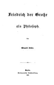 Cover of: Friedrich der Grosse als philosoph.