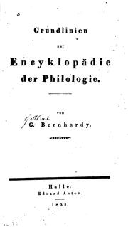 Cover of: Grundlinien zur Encyklopädie der philologie.