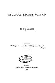 Cover of: Religious reconstruction by Minot J. Savage