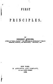 Cover of: First principles. by Herbert Spencer