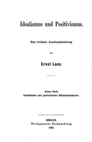 Cover of: Idealismus und positivismus. by Laas, Ernst