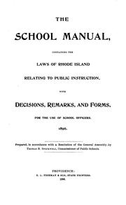 Cover of: The school manual by Rhode Island.