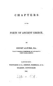 Cover of: Chapters on the poets of ancient Greece.