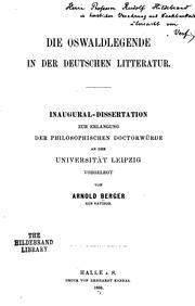 Cover of: Die Oswaldlegende in der deutschen litteratur