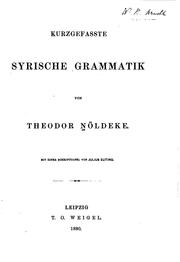 Cover of: Kurzgefasste syrische grammatik by Theodor Nöldeke