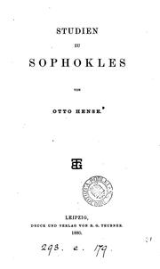 Cover of: Studien zu Sophokles: von Otto Hense.