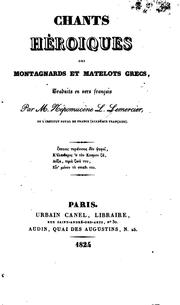 Cover of: Chants héroïques des montagnards et matelots grecs