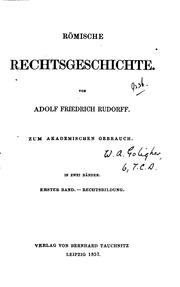 Cover of: Römische rechtsgeschichte.