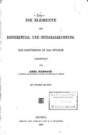 Cover of: Die Elemente der Differential- und Integralrechnung.: Zur Einführung in das Studium