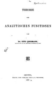 Cover of: Theorie der analytischen functionen. by Otto Biermann