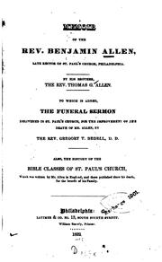 Cover of: Memoir of the Rev. Benjamin Allen.