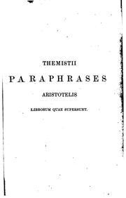 Cover of: Paraphrase Aristotelis librorum quae supersunt