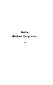 Cover of: Gerhart Hauptmann by Bartels, Adolf