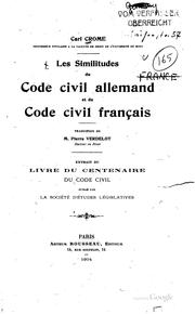 Cover of: Les similitudes du Code civil allemand et du Code civil français.