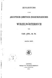 Cover of: Einleitung in ein aegyptisch-semitisch-indoeuropaeisches Wurzelwörterbuch