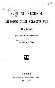 Cover of: C.Plinii Secundi Librorum dubii sermonis VIII reliquiae