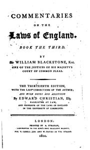 Cover of: Commentaries on the laws of England, Book III by Sir William Blackstone