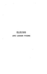 Cover of: Eleusis and lesser poems