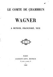 Cover of: Wagner à Munich, Francfort, Nice.