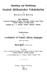 Cover of: Sammlung und bearbeitung central-afrikanischer vokabularien by Barth, Heinrich