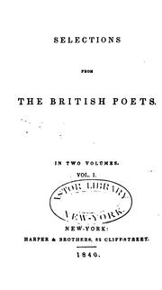 Cover of: Selections from the British poets.