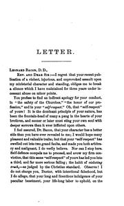 Cover of: A letter to Rev. Leonard Bacon, D. D.