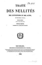 Cover of: Traité des nullités des conventions et des actes: en matière civile