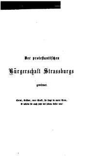 Cover of: Capito und Butzer, Strassburgs Reformatoren.: Nach ihrem handschriftlichen briefschatze, ihren gedruckten schriften und anderen gleichzeitigen quellen dargestellt