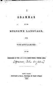 A grammar of the Mpongwe language by J. Leighton Wilson