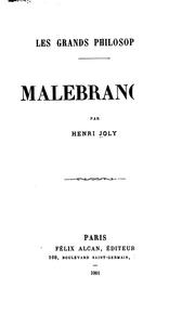 Malebranche by Henri Joly