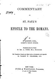 Cover of: Commentary on St. Paul's Epistle to the Romans.